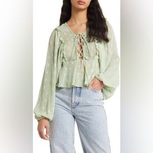 ASOS Light Green Semi Sheer Blouse
